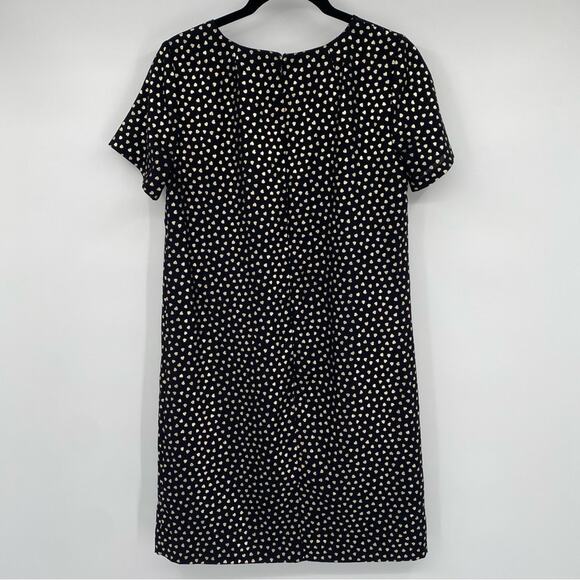 J. Crew Women's Black Short Sleeve Shift Dress With Gold Metallic Hearts Size 0 - Picture 3 of 8